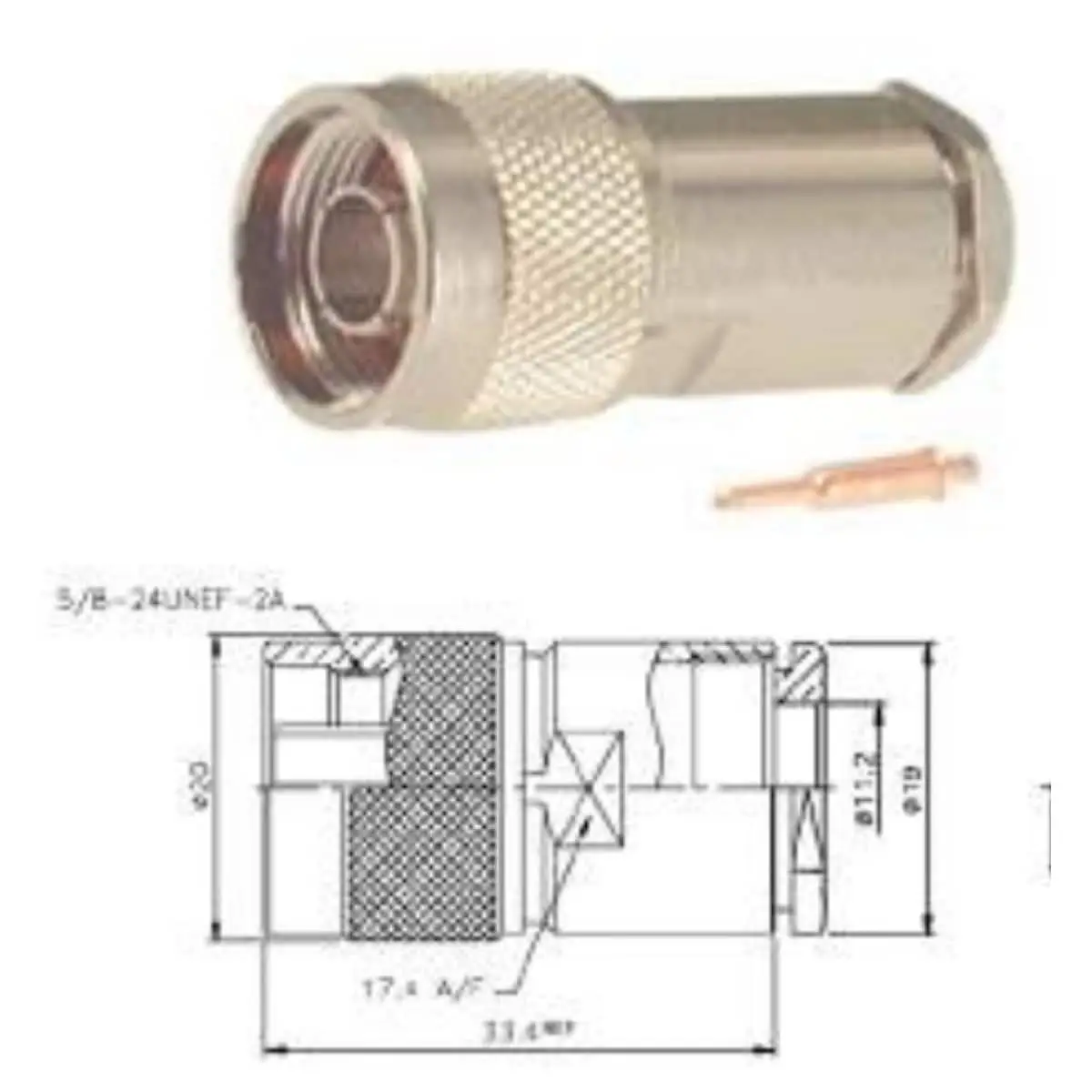 Connettore coassiale N maschio a saldare per RG402 / .141