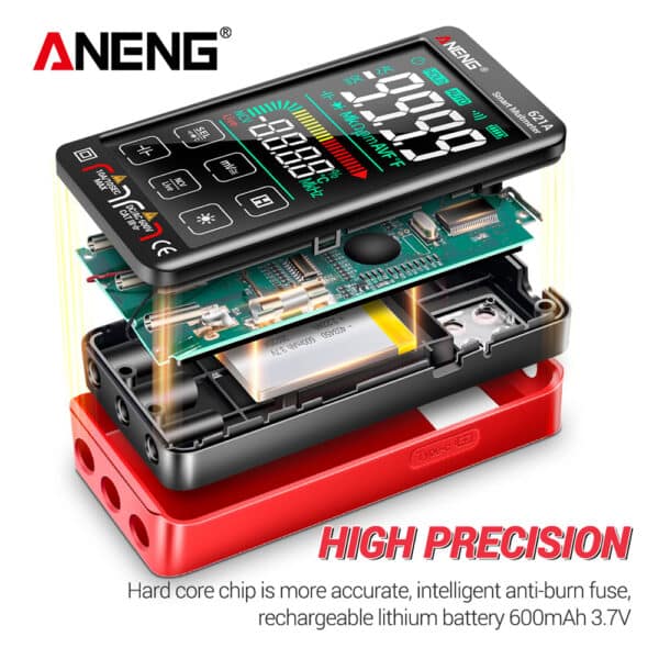ANENG 621A 9999 Counts Auto Range Full-screen Touch Smart Digital Multimeter Rechargeable DC/AC Voltage Current Tester Meter 6
