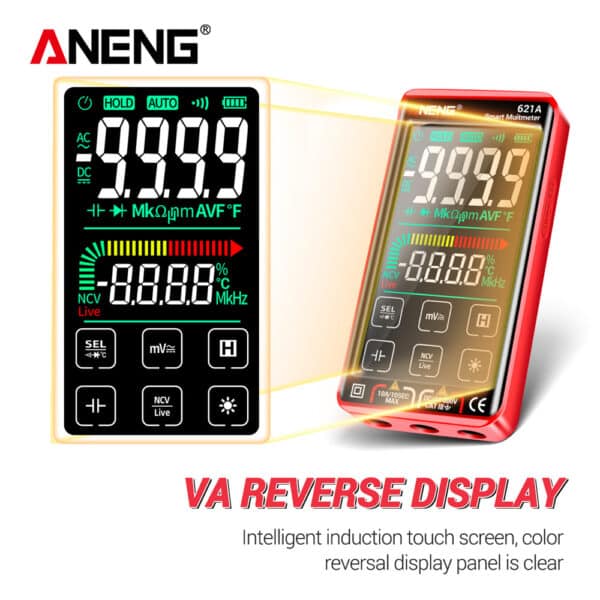 ANENG 621A 9999 Counts Auto Range Full-screen Touch Smart Digital Multimeter Rechargeable DC/AC Voltage Current Tester Meter 4