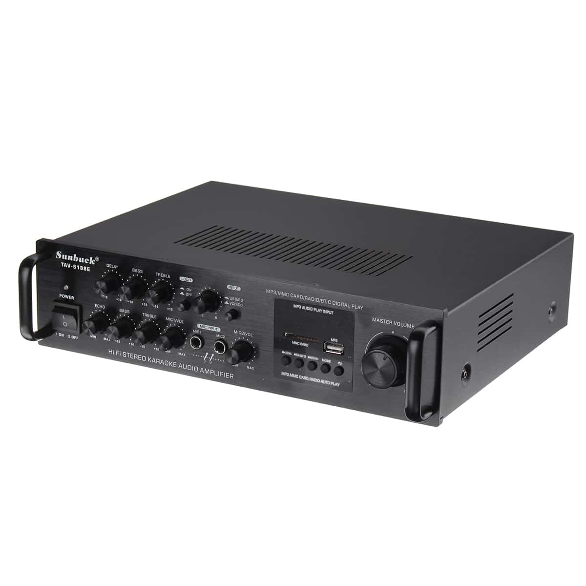 Sunbuck TAV-6188E 200W Bluetooth 5.0 Amplificatore Audio Stereo Home Theater AMP 2CH AUX USB FM SD 4