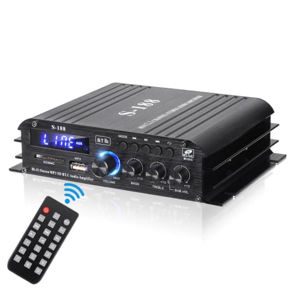Amplificatore S-188 Bluetooth/USB/SD 2x400W + 200W Display LCD a 2.1 Canali per Casa e Auto 3