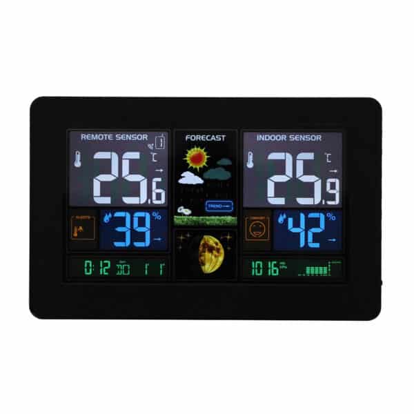 Stazione Meteo con Sensore Esterno Interno, Barometro, LCD Colori 9 in 1 Temperatura Umidità Allarme Sveglia Data Previsioni del Tempo Fasi Lunari 3