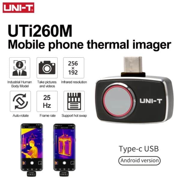 UNI-T UTI260M 256x192 Pixel Termocamera a Infrarossi Termografica per Smartphone USB-C 2