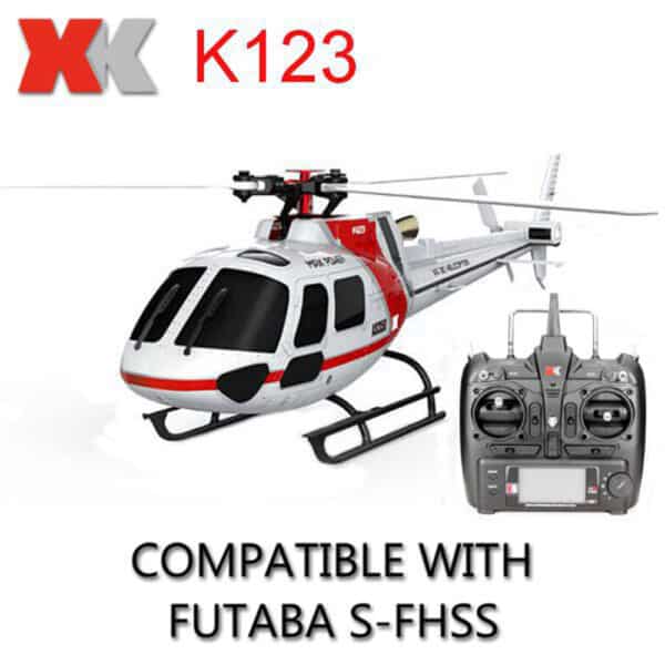 WLtoys XK K123 RC Elicottero Radiocomandato 6CH Brushless con Sistema 3D6G Versione in Scala AS350 3