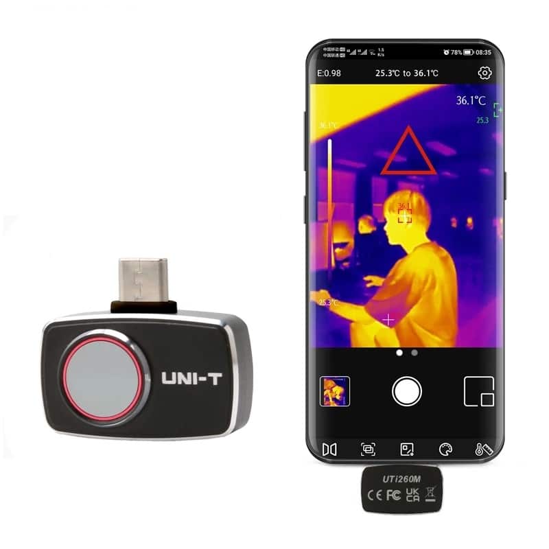UNI-T UTI260M 256x192 Pixel Termocamera a Infrarossi Termografica per Smartphone USB-C 1