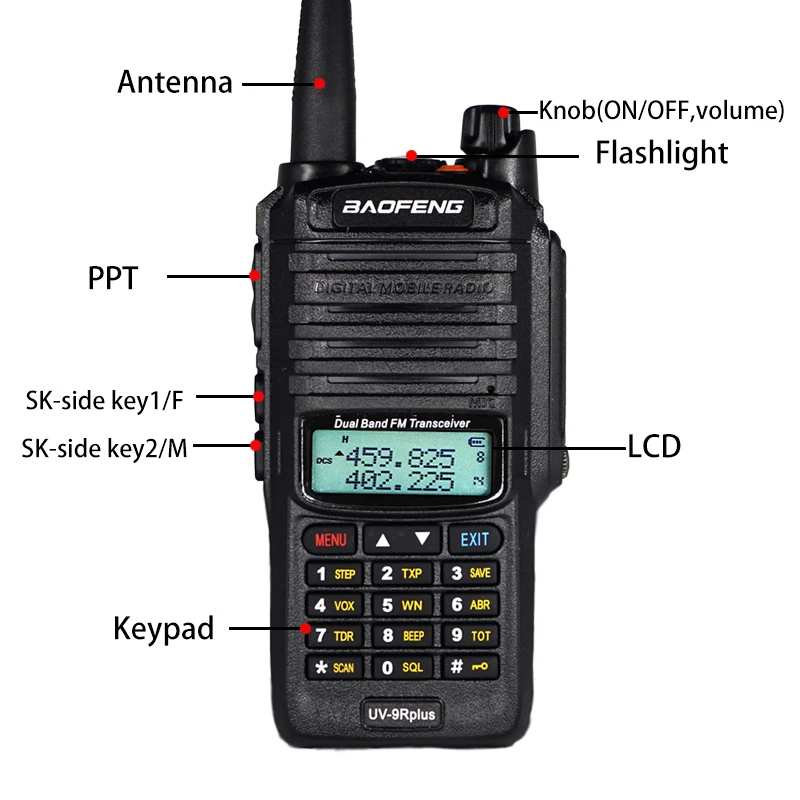 Baofeng UV-9R Plus Ricetrasmettitore Portatile 10W VHF/UHF Impermeabile IP67 6