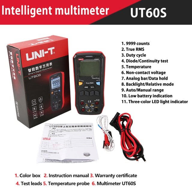 UNI-T UT60S UT60BT 1000V AC DC Multimetro Digitale 10