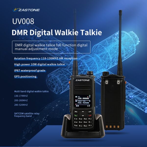 ZASTONE UV008 DMR Portatile Radio Dual Band 10W GPS 2