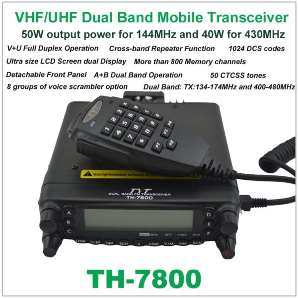 TYT TH-7800 Ricetrasmettitore Veicolare Dual Band VHF/UHF 50W 1