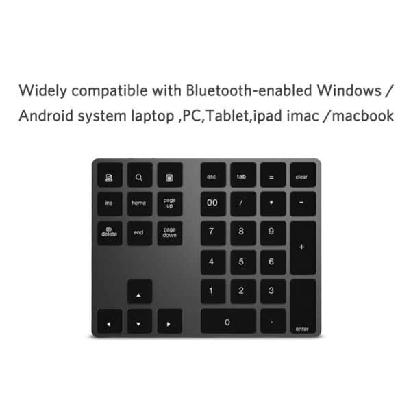 Tastierino Numerico 34 Tasti Bluetooth 3.0 Wireless Compatibile con IOS Mac OS Android Tablet PC Notebook 5