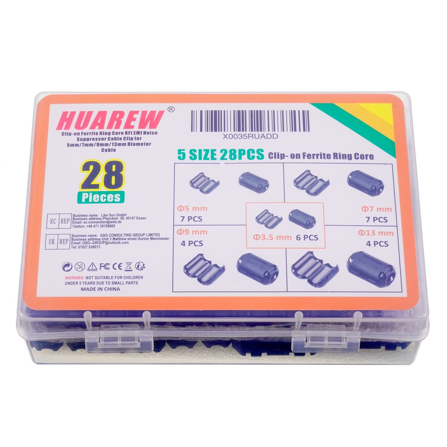 Fermacavi In Ferrite Antirumore - Confezione Da 5, Per Cavi Da 7mm, Nero - Foto 4