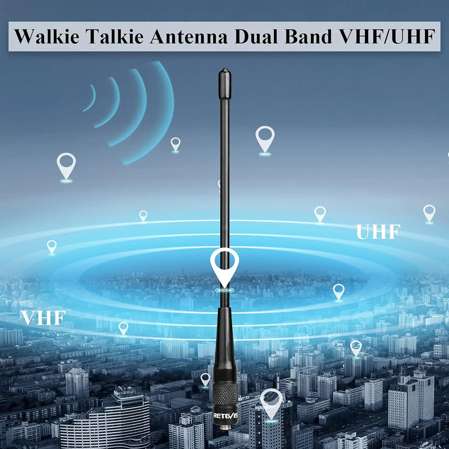 Retevis RHD701 Antenna Dual Band VHF/UHF per Portatili SMA-F