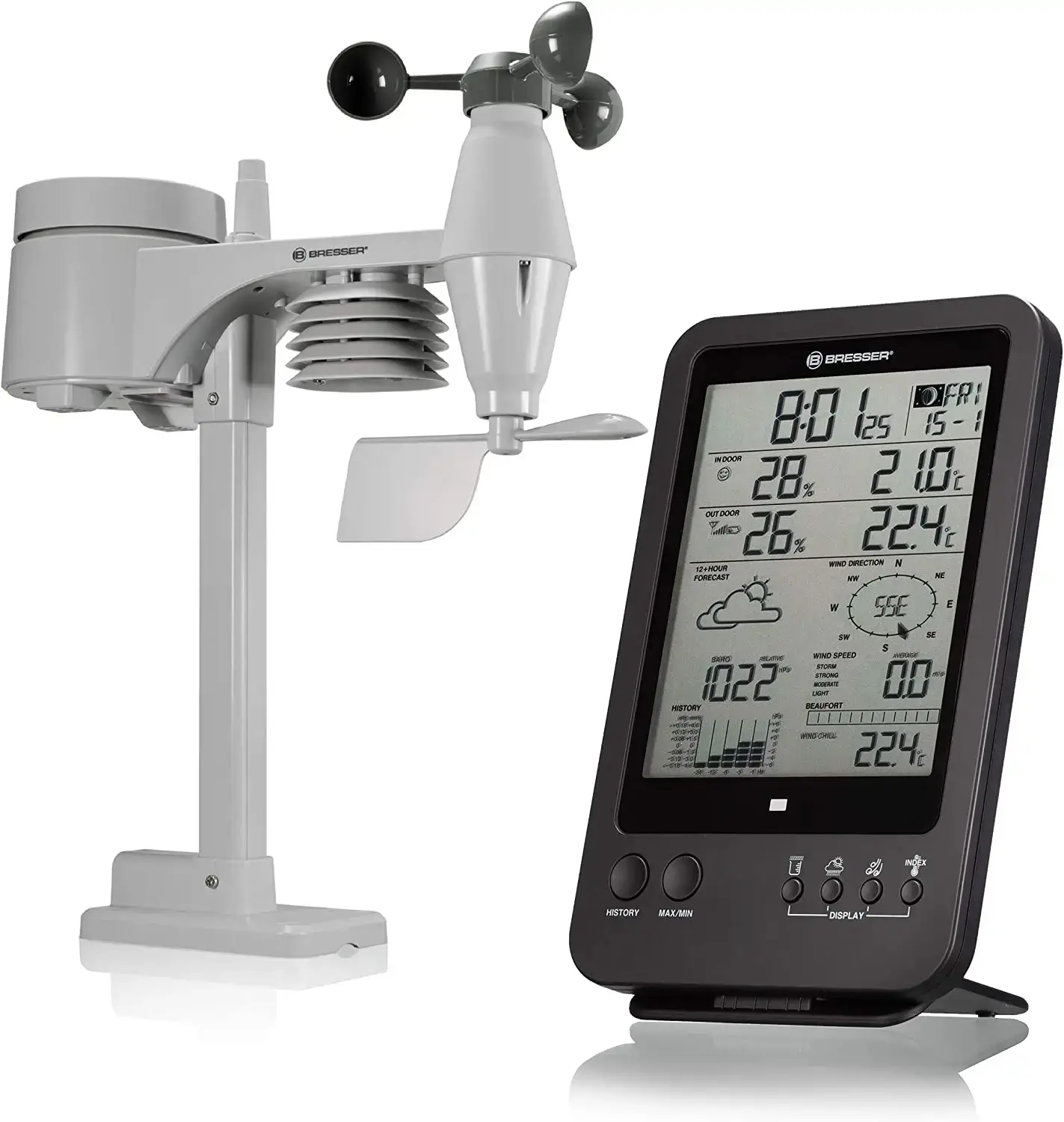 BRESSER Stazione Meteorologica 5 in 1 Nero