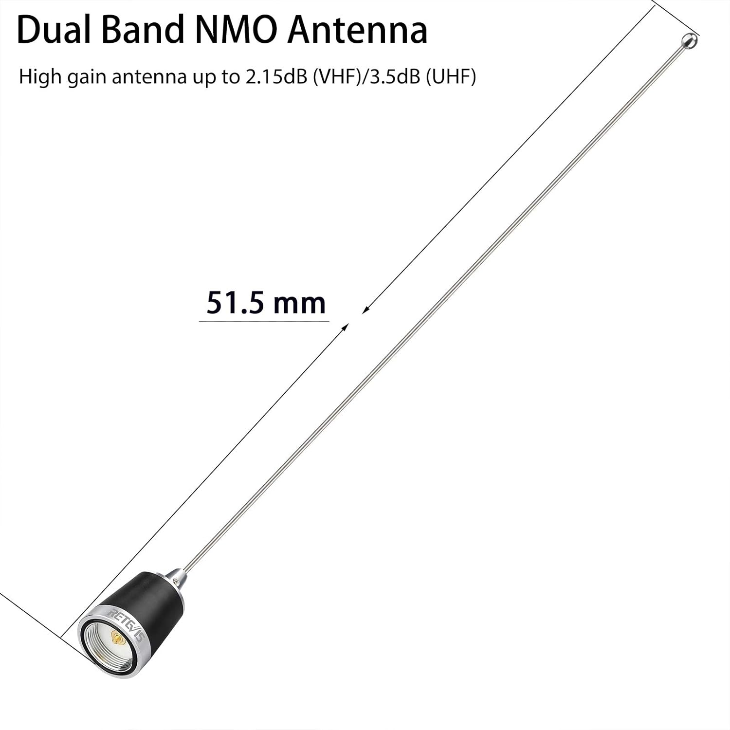 Retevis MR200 Antenne Voiture Double Bande NMO 144/430MHz Avec Base Magnétique Et Câble RG58