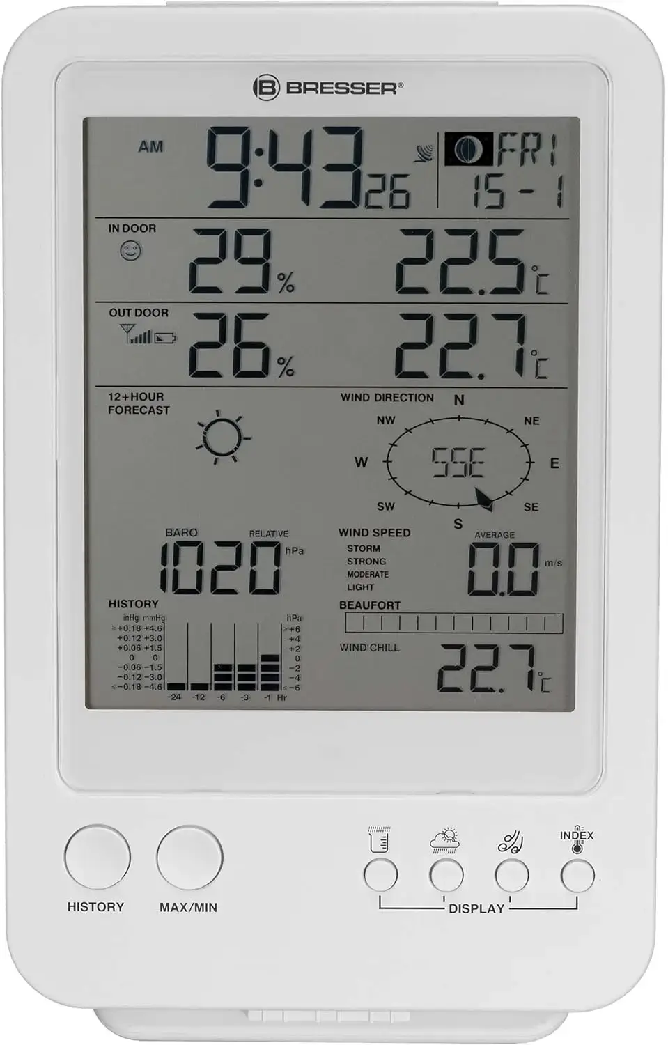 BRESSER Stazione Meteorologica 5 in 1 Bianco