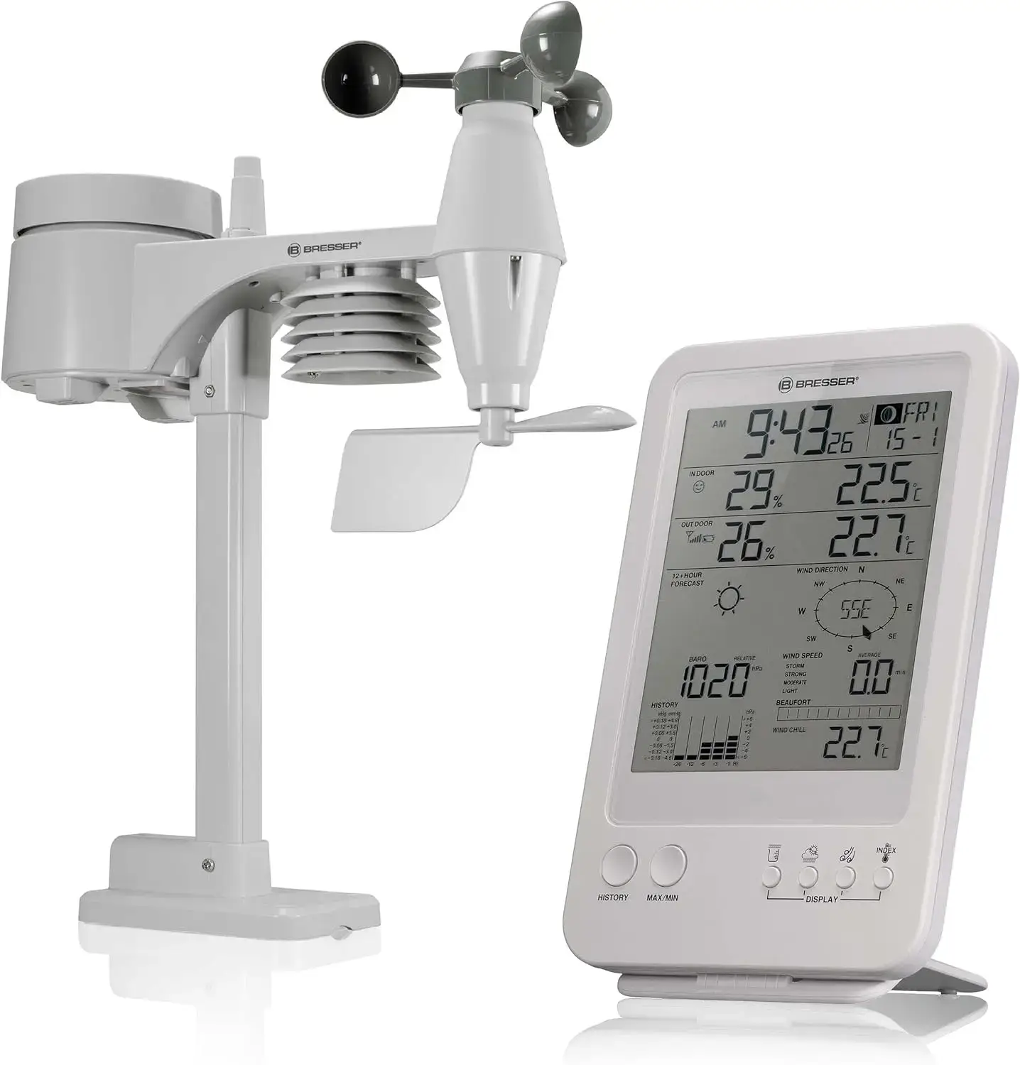 BRESSER Stazione Meteorologica 5 in 1 Bianco