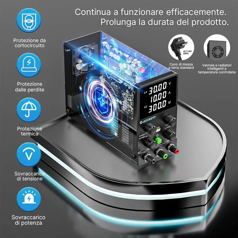 Jesverty SPS-3010N CC Variabile, Alimentatore Da Banco Regolabile 0-30V 0-10A