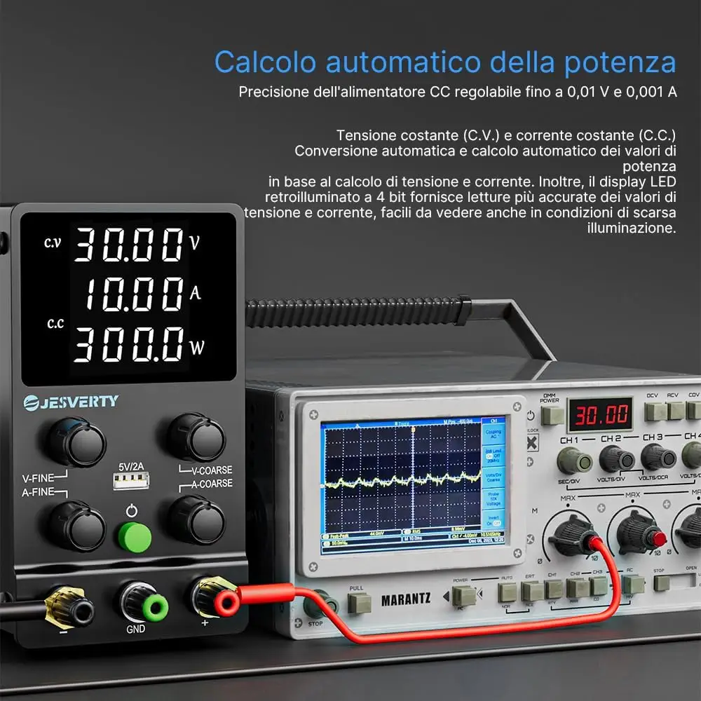 Jesverty SPS-3010N CC Variabile, Alimentatore Da Banco Regolabile 0-30V 0-10A