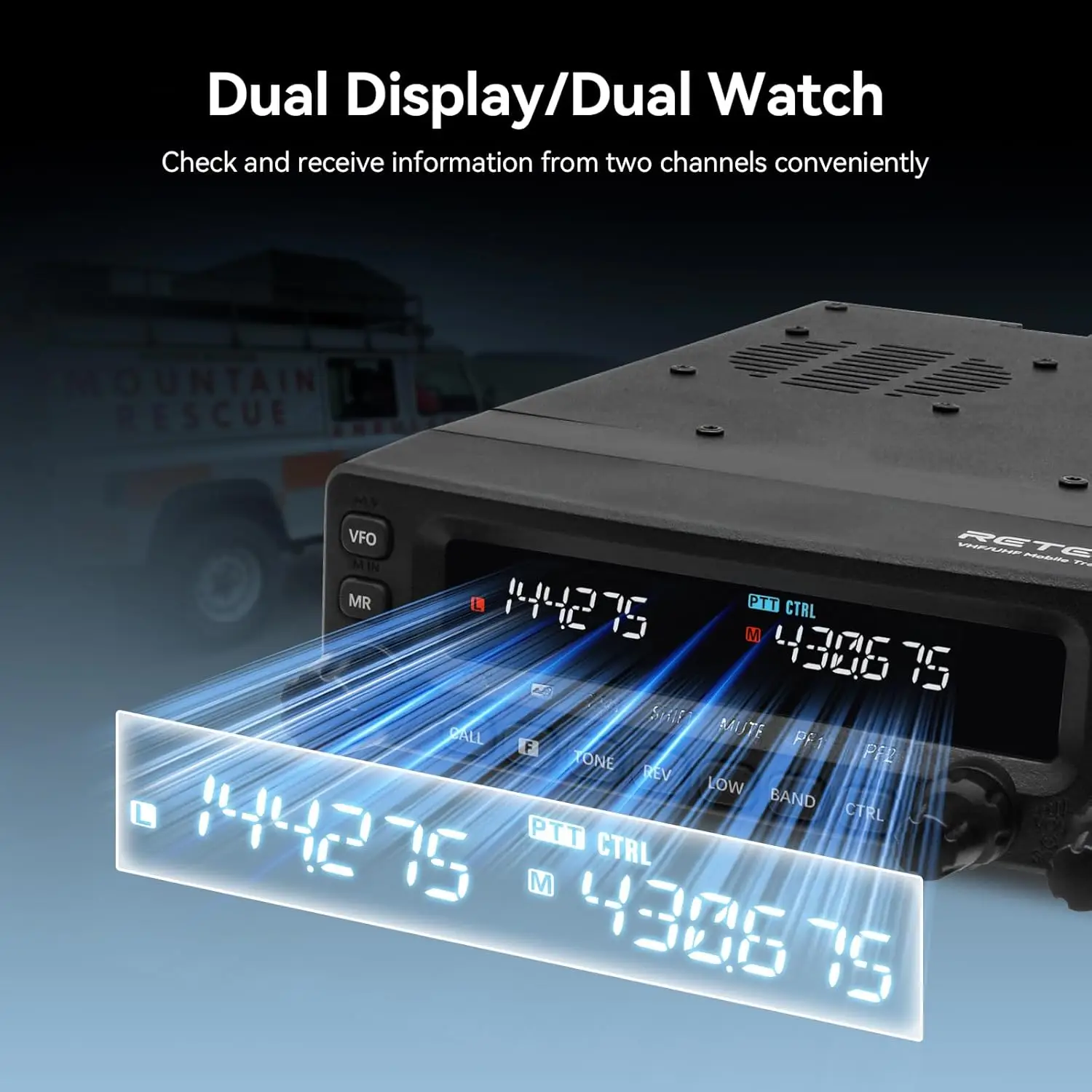 Retevis MA1 Ricetrasmettitore Veicolare VHF UHF 50W