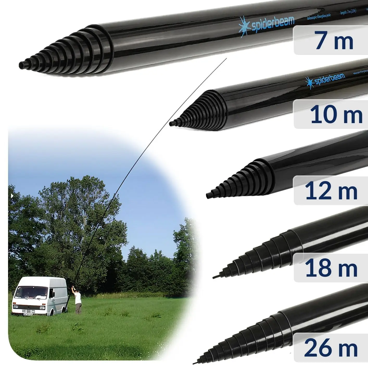 Palo in Vetroresina Rinforzato Spiderbeam 7m